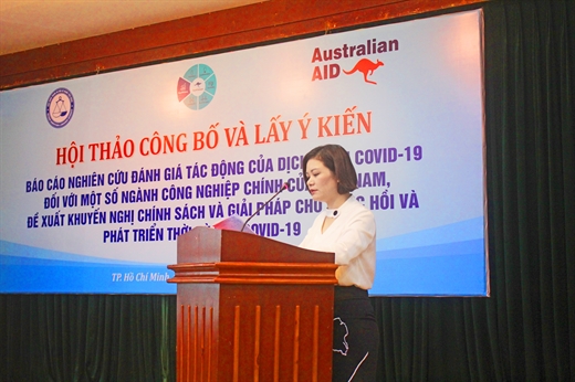 Bà Nguyễn Thúy Hiền, Phó Vụ trưởng Vụ Kế hoạch, Bộ Công Thương phát biểu tại Hội thảo 