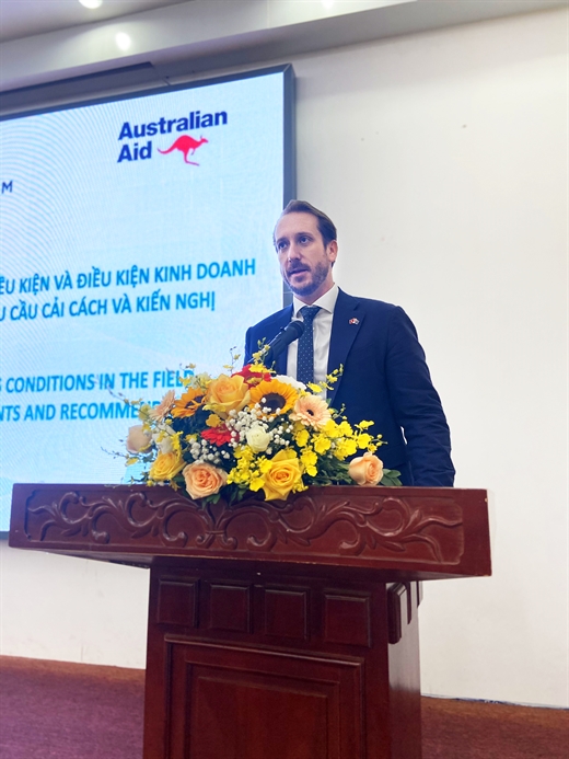 Ông Aedan Puleston, Đại sứ quán Australia tại Việt Nam phát biểu tại Hội thảo.